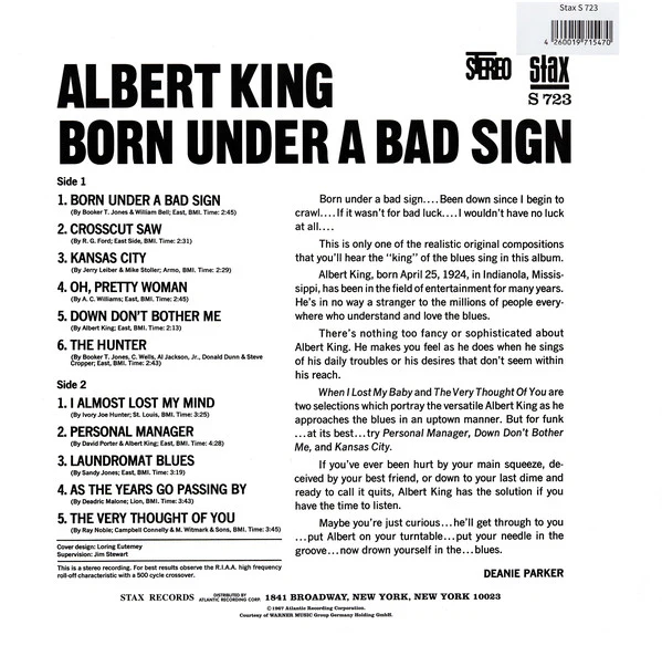 Albert King - Born Under A Bad Sign (LP, Album, RE, RM, 180) (VG+ / VG+) - Image 3