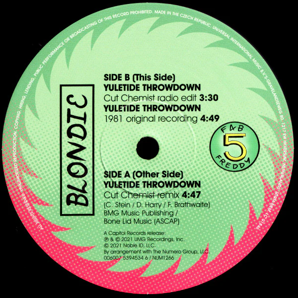 Blondie Featuring Fab 5 Freddy - Yuletide Throwdown (12", EP, RM, 180) (M / M) - Image 4
