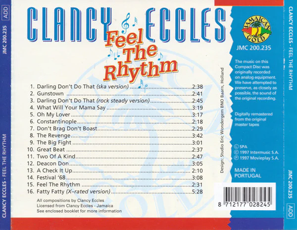 Clancy Eccles - Feel The Rhythm (CD, Comp) (VG+ / VG+) - Image 2