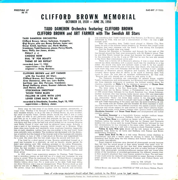 Clifford Brown - Memorial (LP, Comp, Mono, RE, RM, Ter) (VG+ / VG) - Image 3