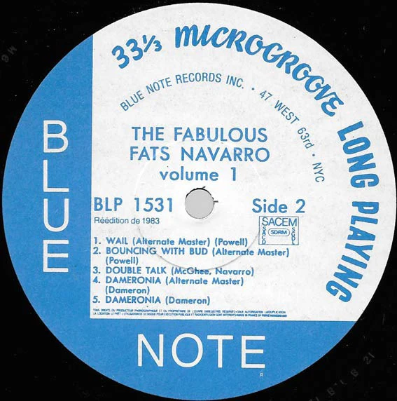 Fats Navarro - The Fabulous Fats Navarro Volume 1 (LP, Album, Mono, RE, RM) (VG+ / VG) - Image 4