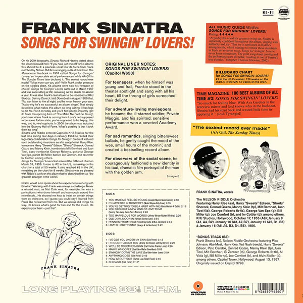 Frank Sinatra - Songs For Swingin' Lovers (LP, Album, Ltd, RE, Ora) (M / M) - Image 2