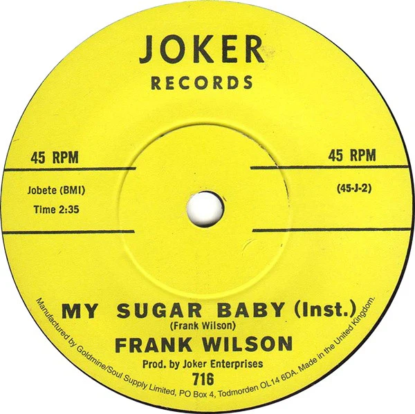 Frank Wilson - My Sugar Baby (7", Single) (VG+ / Generic) - Image 2