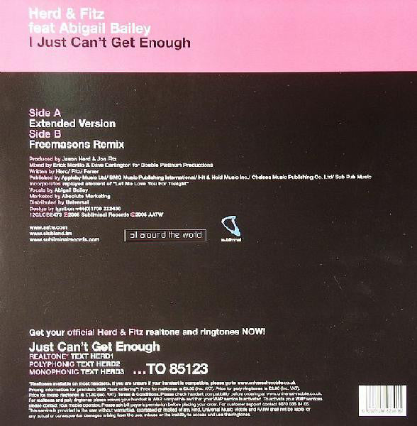 Herd & Fitz Feat Abigail Bailey - I Just Can't Get Enough (12") (VG+ / VG+) - Image 2