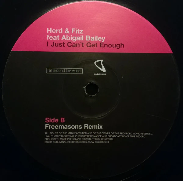 Herd & Fitz Feat Abigail Bailey - I Just Can't Get Enough (12") (VG+ / VG+) - Image 4