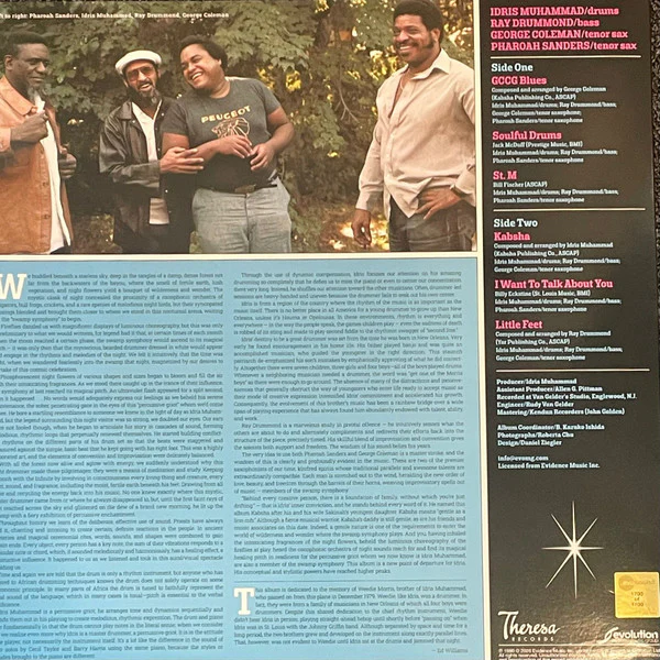 Idris Muhammad, Ray Drummond, George Coleman, Pharoah Sanders - Kabsha (LP, Album, RSD, Ltd, Num, RE, 180) (M / M) - Image 3