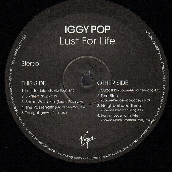 Iggy Pop - Lust For Life (LP, Album, RE, RM, 180) (M / M) - Image 3