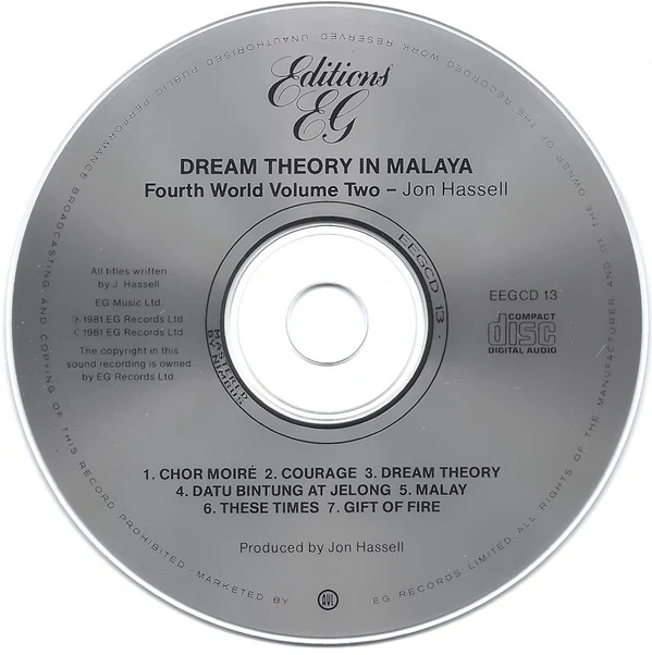 Jon Hassell - Dream Theory In Malaya (Fourth World Volume Two) (CD, Album, RE) (VG+ / VG+) - Image 3