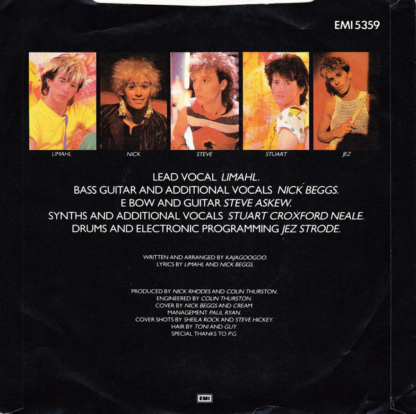 Kajagoogoo - Too Shy (7", Single, Pus) (VG+ / VG+) - Image 2