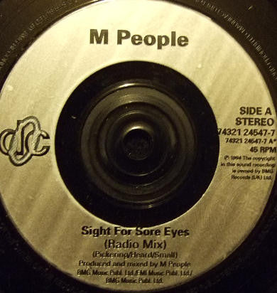 M People - Sight For Sore Eyes (7", Single) (VG+ / VG+) - Image 3