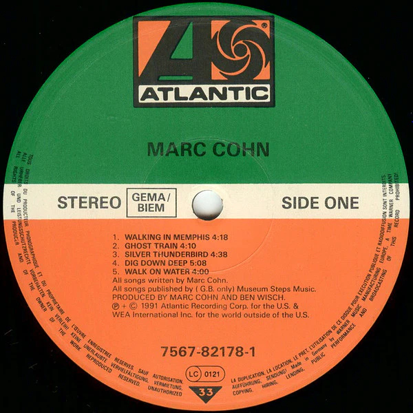 Marc Cohn - Marc Cohn (LP, Album) (VG+ / VG+) - Image 3