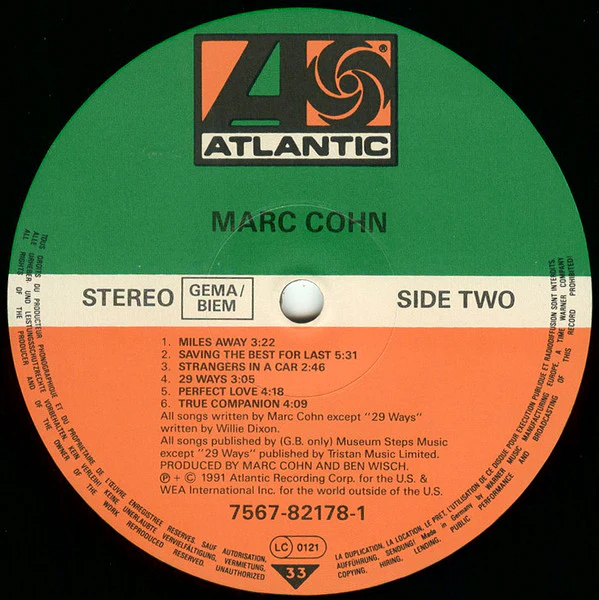 Marc Cohn - Marc Cohn (LP, Album) (VG+ / VG+) - Image 4