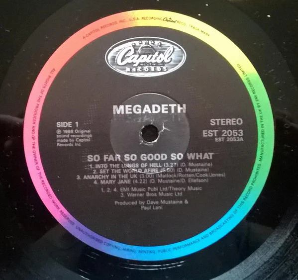 Megadeth - So Far, So Good... So What! (LP, Album) (VG / VG+) - Image 3