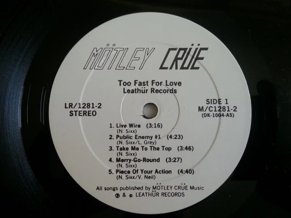Mötley Crüe - Too Fast For Love (LP, Album, RP, 2nd) (VG+ / VG+) - Image 3