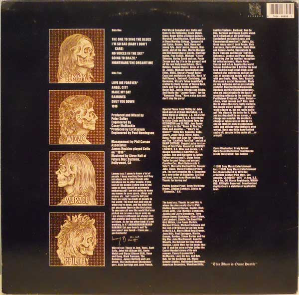 Motörhead - 1916 (LP, Album) (VG+ / VG+) - Image 2