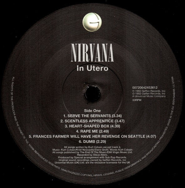 Nirvana - In Utero (LP, Album, RE, RP, 180) (M / M) - Image 3