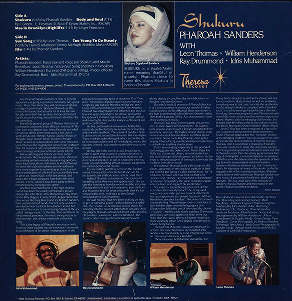 Pharoah Sanders Featuring Leon Thomas - Shukuru (LP, Album) (VG+ / VG+) - Image 2