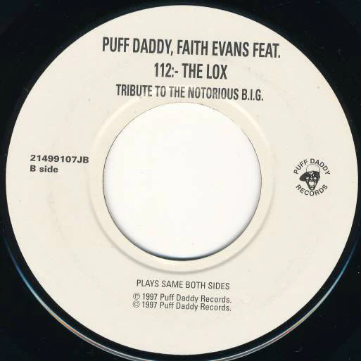 Puff Daddy, Faith Evans Feat. 112 :- The Lox - Tribute To The Notorious B.I.G. (7", Jukebox) (VG+ / Generic) - Image 2