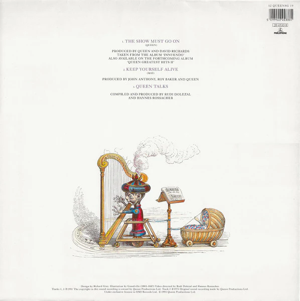 Queen - The Show Must Go On (12", S/Sided, Single, Etch, Gat) (VG+ / NM or M-) - Image 4