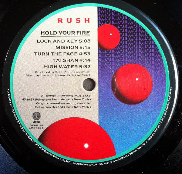 Rush - Hold Your Fire (LP, Album) (VG+ / VG+) - Image 4