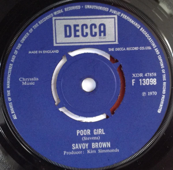 Savoy Brown - Poor Girl (7", Single) (VG+ / VG+)