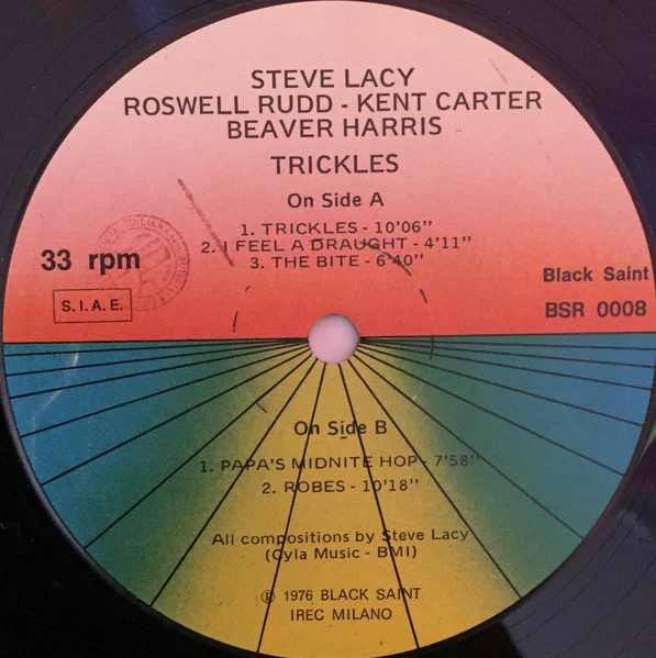 Steve Lacy, Roswell Rudd, Kent Carter, Beaver Harris - Trickles (LP, Album, RE) (NM or M- / VG+) - Image 4