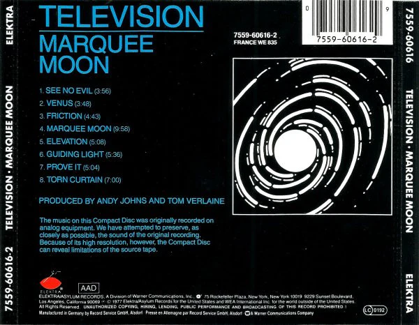 Television - Marquee Moon (CD, Album, RE) (M / M) - Image 2