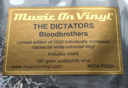 The Dictators - Bloodbrothers (LP, Ltd, Num, RM, Whi) (NM or M- / NM or M-) - Image 4