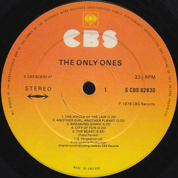 The Only Ones - The Only Ones (LP, Album) (VG+ / VG+) - Image 3