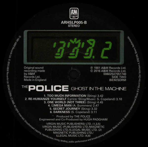 The Police - Ghost In The Machine (LP, Album, Ltd, RE, RM, Hal) (NM or M- / NM or M-) - Image 4