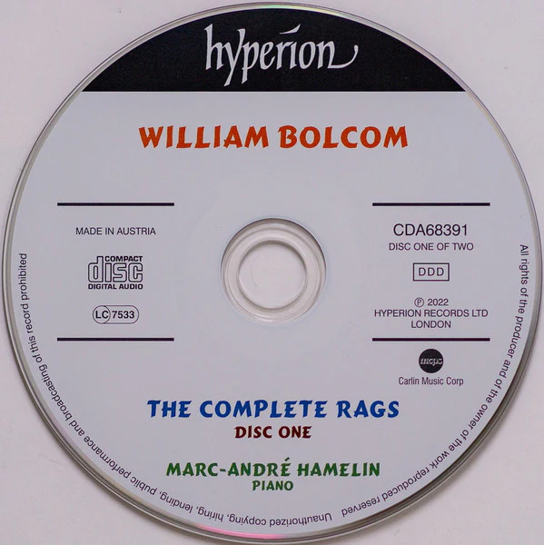 William Bolcom, Marc-André Hamelin - The Complete Rags (2xCD, Album) (NM or M- / NM or M-) - Image 3