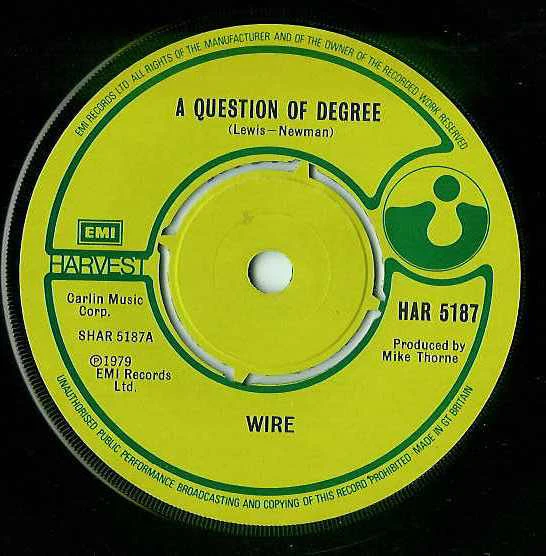 Wire - A Question Of Degree (7", Single) (VG+ / VG+) - Image 3
